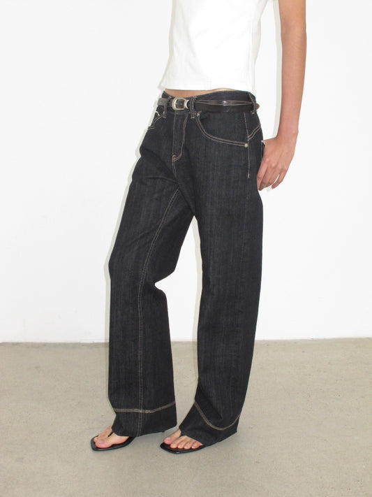 Contrast Seamed Denim Jeans