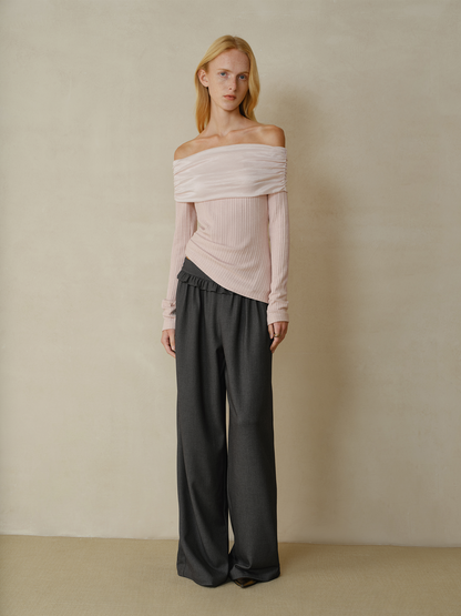 Folded Down Shoulder Top and Scarf