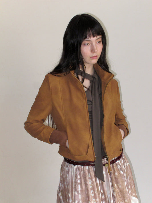 Stand Collar Suede Jacket