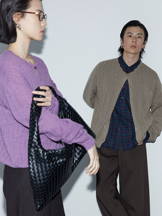 Lace Knit Cashmere Cardigan