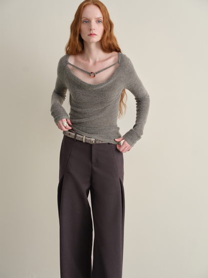 Cowl Neck Ring Knit Top