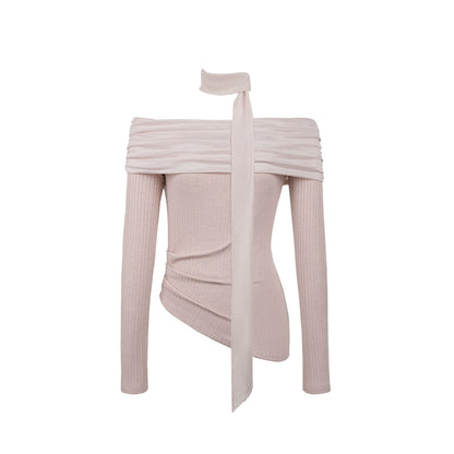 Folded Down Shoulder Top and Scarf