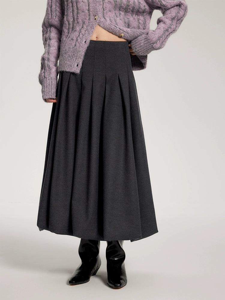 Pleated Bubble Hem Skirt