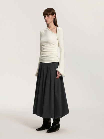 Pleated Bubble Hem Skirt