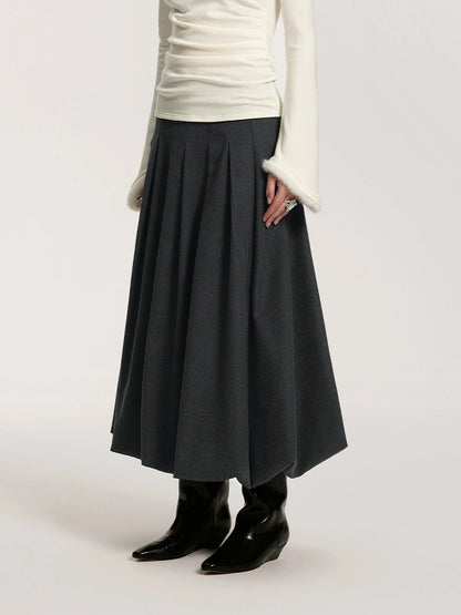 Pleated Bubble Hem Skirt