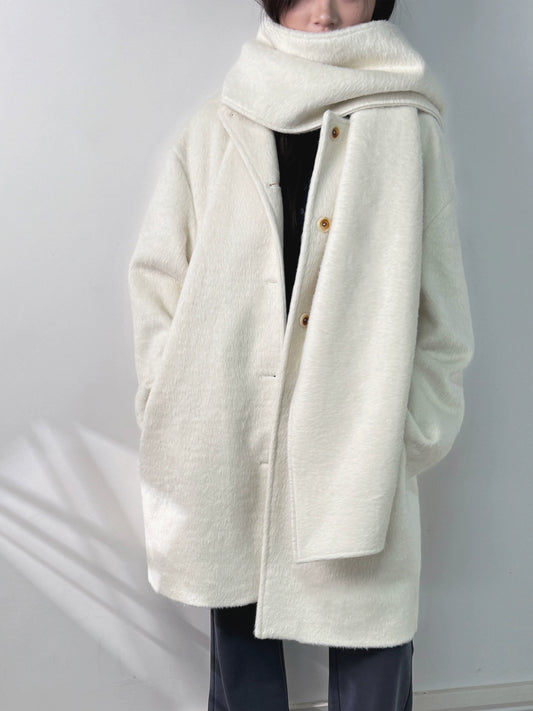 Scarf Collar Wool Coat