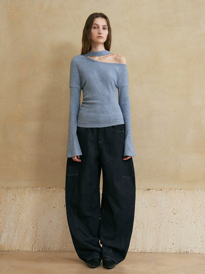 Cold Shoulder Scarf Top