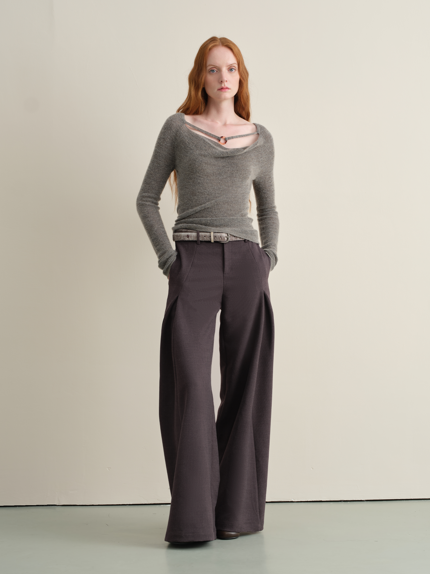 Cowl Neck Ring Knit Top