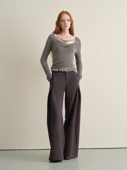 Cowl Neck Ring Knit Top