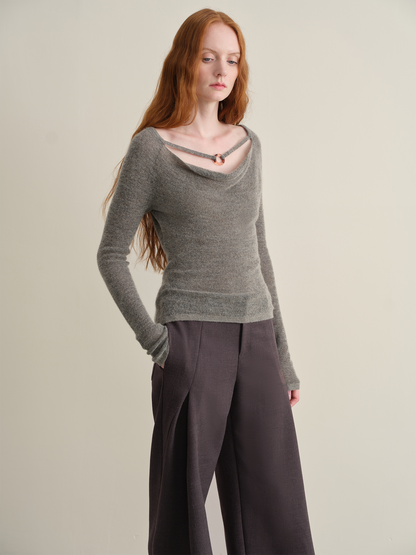 Cowl Neck Ring Knit Top