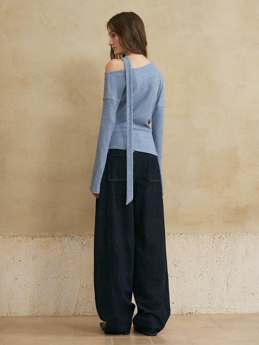 Cold Shoulder Scarf Top