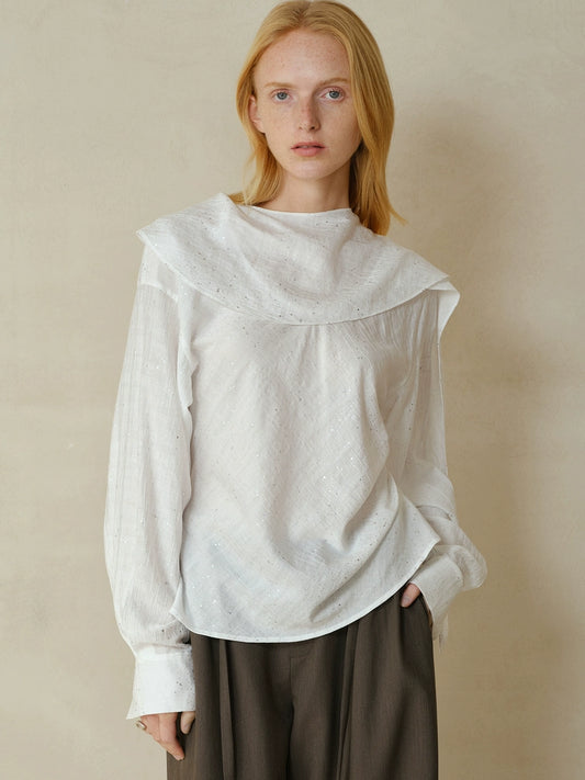 Ruffle Scarf Sparkly Shirt