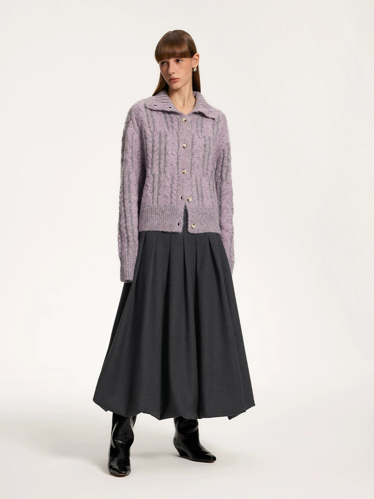 Pleated Bubble Hem Skirt