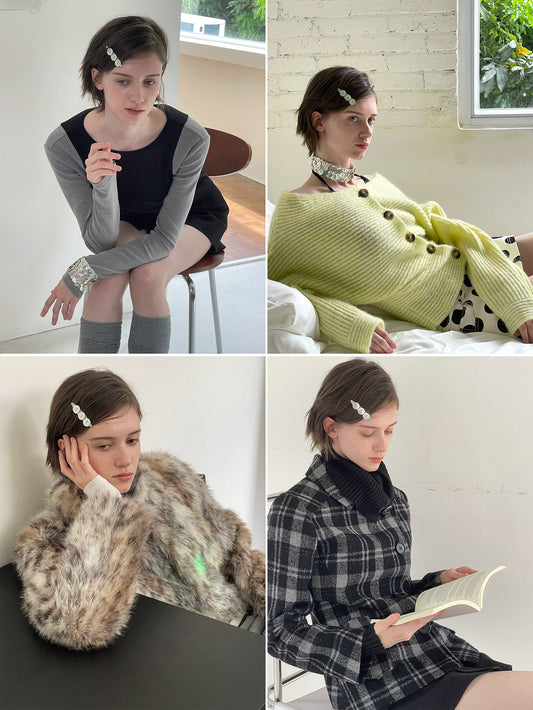 "Soweg" original handmade natural shell rework silver versatile temperament bangs duckbill hairpin hair ornament girl